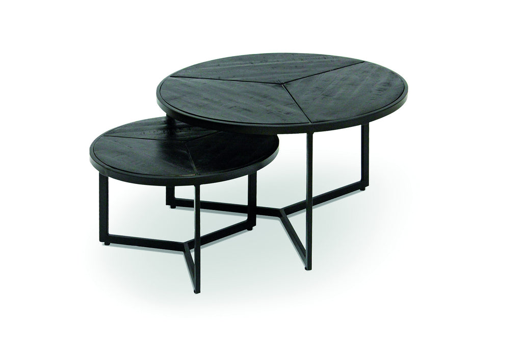 Rousseau Laveu Salontafel – 2-delig Mango Hout – Zwart – Ø70/50 x H40/35 cm